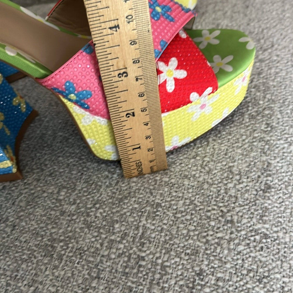 Gianni Bini Utli Mate floral rainbow rhinestone ankle strap platform sandals 8.5 - Picture 13 of 14